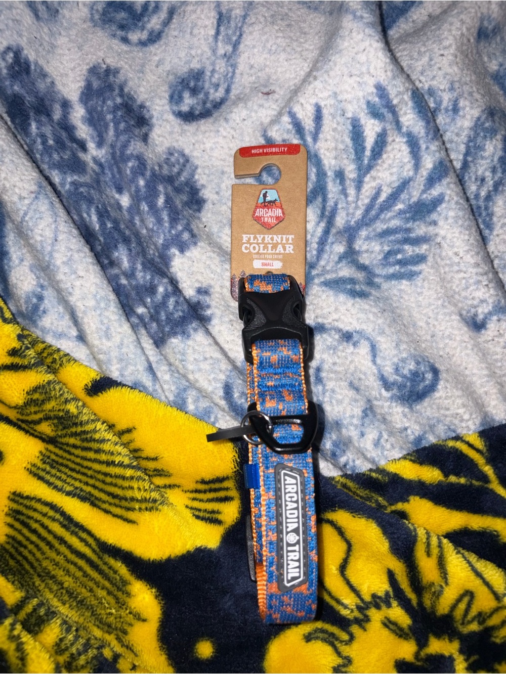 (S) Arcadia Trail Flyknit Dog Collar Blue Orange Adjustable